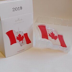 2019 Hallmark Keepsake Canadian Pride Ornament Glass Canadian Flag Terry…